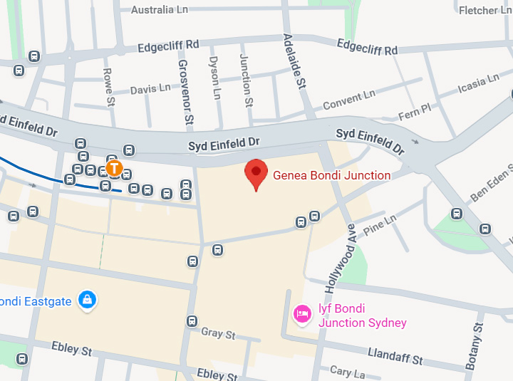 Map showing Dr I Ferne Tan clinic location in Bondi Junction, Sydney