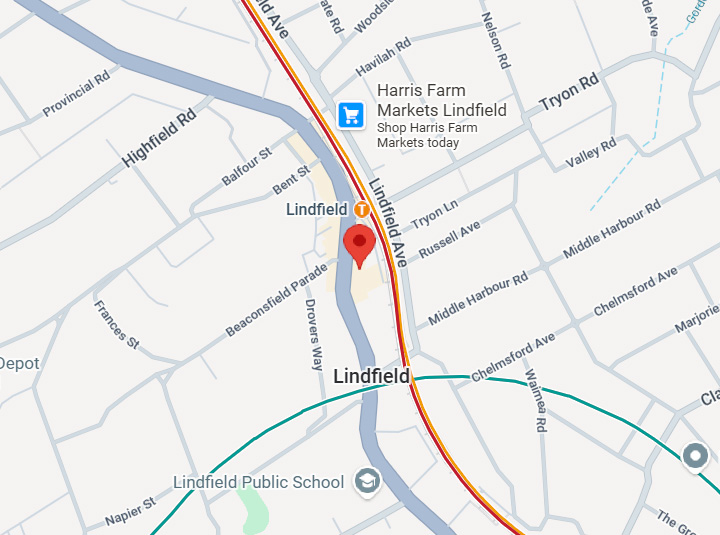 Map showing Dr I Ferne Tan clinic location in Lindfield, Sydney